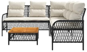 2 részes fekete polyrattan kerti ülőgarnitúra párnával