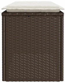 barna polyrattan kerti pad párnával 110x40x44 cm