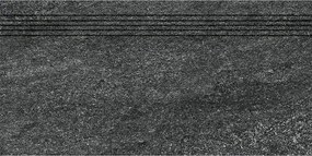 Lépcső Rako Quarzit fekete 30x60 cm dombor DCVSR739.1