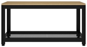 Világosbarna és fekete MDF és vas dohányzóasztal 90x45x45 cm