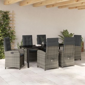 7 részes kerti vacsora szett párnákkal Szürke Poli Rattan