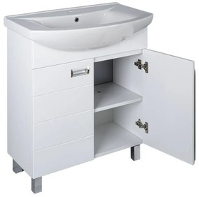 Viva SZQUARE 75 lábon álló fürdőszobabútor Sanovit ZENON 6075 porcelán mosdóval 75 x 49,8 cm