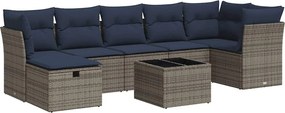 vidaXL 8 részes szürke polyrattan kerti ülőgarnitúra párnákkal