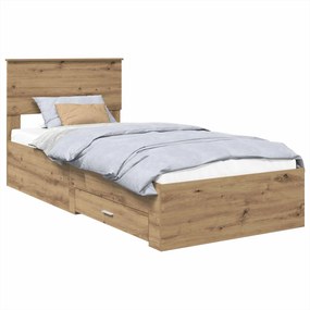 vidaXL Ágykeret fejtámlával fiókkal Artisan tölgy 90 x 200 cm Faanyag