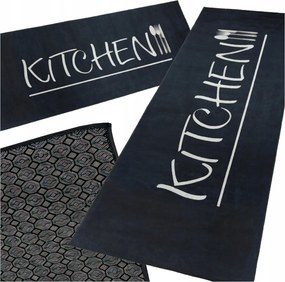 Konyhai Járólap 60X200 Fekete Konyhai Szőnyeg Feliratos Kitchen Gumírozott