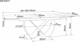 Infinity bővíthető étkezőasztal kerámia bézs/kasmír 160-240 cm