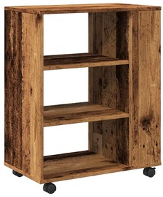 antik fa színű szerelt fa kerekes szekrény 60 x 35 x 75 cm