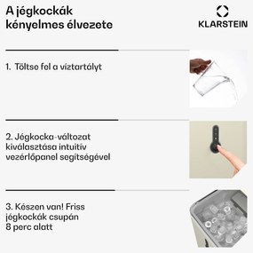 Klarstein ChillOut jégkocka készítő, 12 kg/nap, 9 jégkocka 8 perc alatt, 120 W, víztartály
