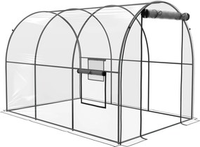 Outsunny Kert Üvegház Alagút Paradicsom Üvegház Földi Terület 6 m² 3L x 2W x 2H m Megerősített Csöves Váz Cipzáras Ajtóval 2 Feltekerhető Ablakkal - Á