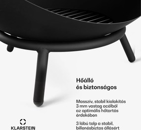 Klarstein Fireball alacsony tűzálló tál | Rozsdamentes | Borulásbiztos | Masszív | 66 cm | Fekete