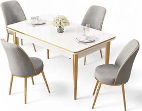 Rewa étkezőgarnitúra, fehér-arany, 110 cm – TR240CHR3042