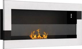 HOMCOM Faliáda Rozsdamentes Acél Bioetanolos Kandalló 2,5 órás Égési Idővel, 1L Tartállyal és 20m² Borítással, 90x16x40cm, Ezüst | Aosom