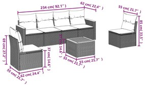 7 részes fekete polyrattan kerti ülőgarnitúra párnával