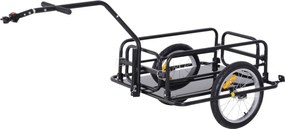 HOMCOM Összecsukható Kerékpár Toldókocsi, Pótoszlop, Tükör, Terhelhetőség max. 40 kg, 155 x 71.5 x 77 cm | Aosom