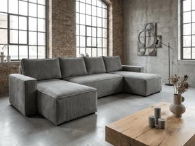 U alakú ülőgarnitúra SMART COSARO 295x140 cm, szürke