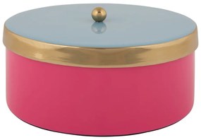 Rózsaszín dekoratív fém tárolódoboz ø 16x6 cm Double Funky – PT LIVING