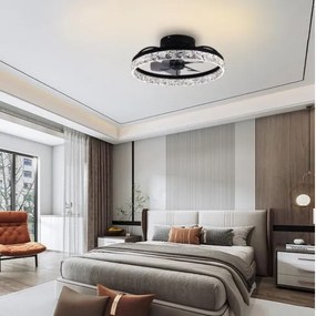 LED Dimmelhető mennyezeti lámpa ventilátorral LED/35W/230V 3000-6500K fekete + távirányító