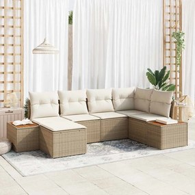 vidaXL Kerti Kanapé Szett párnával 7 pcs Beige és krém Polyrattan