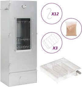 vidaXL horganyzott acél BBQ füstölőkemence hidegfüst-generátorral