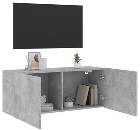 betonszürke falra szerelhető TV-szekrény 100 x 30 x 41 cm