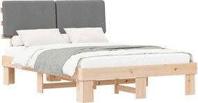 vidaXL Ágykeret Kárpitozott Fejtámlával Világosszürke 120 x 190 cm