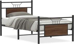 vidaXL barna tölgy színű szerelt fa ágykeret matrac nélkül 80x200 cm