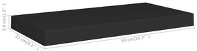 fekete MDF lebegő fali polc 50 x 23 x 3,8 cm