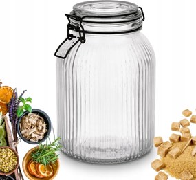 Üveg tároló klipsszel tömítéssel fekete Dekoratív a kamra konyhájába 1,9 L