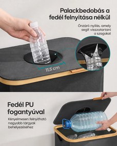 SONGMICS palackgyűjtő, 140 literes, bedobónyílásos fedéllel és kivehető belső zsákkal, fekete-bézs