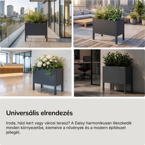 Nagy, antracit színű fém virágcserép-burkolat: DAISY 500 x 400 x 300 mm