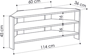 TV szekrény "THALES Corner"114x45x36cm, világos mokka