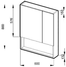 JIKA H4532410383041 - LYRA tükörszekrény polccal, 80x60 cm, fehér