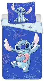 Kék egyszemélyes pamut gyerek ágyneműhuzat 140x200 cm Lilo & Stitch "Aloha" – Jerry Fabrics