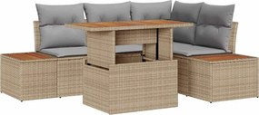 vidaXL Kert étkező szett párnával 5 pcs Barna és szürke