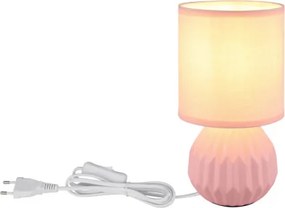 Globo 21730P Asztali lámpa, kerámia rózsaszín, textil rózsaszín, kábel PVC fehér, billenőkapcsoló a kábelen, ø: 120 mm, M: 230 mm, kábel hossza: 1300 mm, 1xE14 40W 230V izzó nélkül