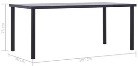 Fekete és betonszürke MDF étkezőasztal 180 x 90 x 75 cm