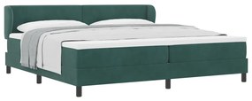 Boxspring Ágy Matrac Középsötét Zöld 200x200 cm Bársony