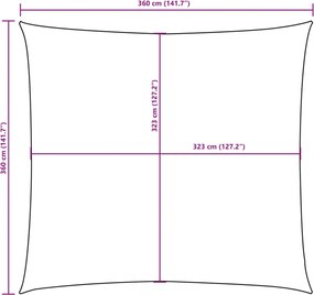 Sötétzöld négyzet alakú oxford-szövet napvitorla 3,6 x 3,6 m