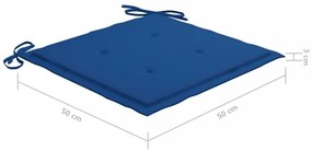 2 db tömör tíkfa kerti szék királykék párnákkal