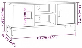 fekete tömör fenyőfa TV-szekrény 110x35x48 cm