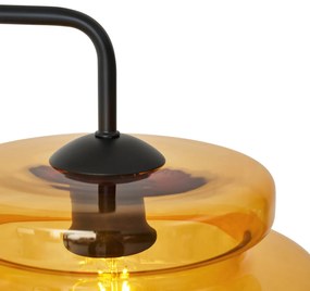 Retro állólámpa fekete színben, narancssárga üveggel - Denise