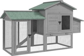 PawHut fenyő tyúkól kifutóval, 168 x 75 x 103 cm — fészekdoboz, rámpa és kihúzható tálca, aszfalt tető — szürke/zöld, 2–4 tyúk | Aosom