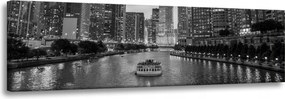 Vászonkép Chicago építészet fekete-fehér 150X50 cm