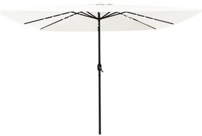 Négyzetes Kerti Napernyő LED Fényekkel 295x245 cm Homokfehér