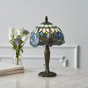 Endon klasszikus tiffany asztali lámpa dragonfly blue sötétbarna sokszínű end64088