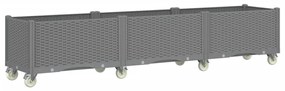 világosszürke PP rácsos kerekes ültetőláda 240 x 50 x 54 cm