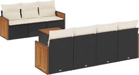 vidaXL 8 részes fekete polyrattan kerti ülőgarnitúra párnákkal