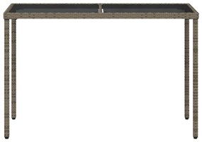 szürke polyrattan üveglapos kerti asztal 115x54x74 cm