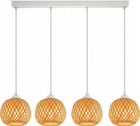 Mennyezeti Lámpa Függő Bambusz Fonott Boho Természetes 583-BZ4 Led Fehér