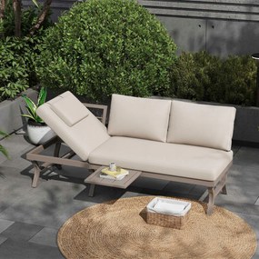 Kerti bútor szett Háromszemélyes kanapé Állítható háttámla Szürke Bézs